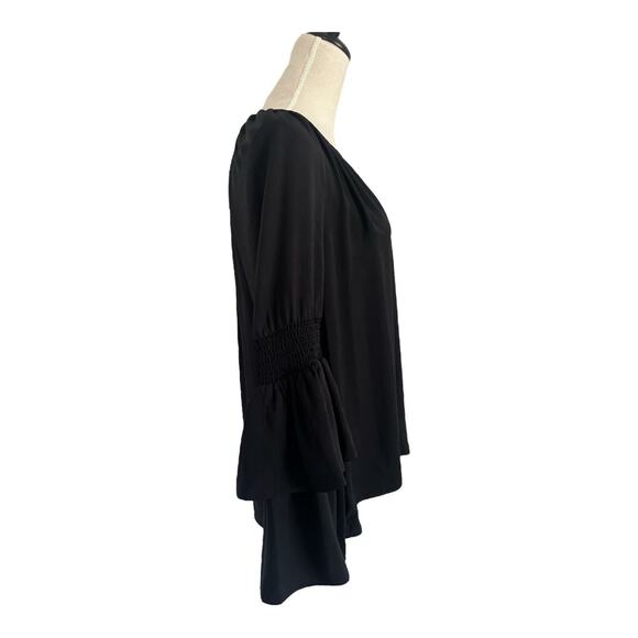 Ramy Brook Blouse Womens Med Lali Black Dramatic Bell Sleeve V-Neck Whimsigoth - Picture 6 of 12